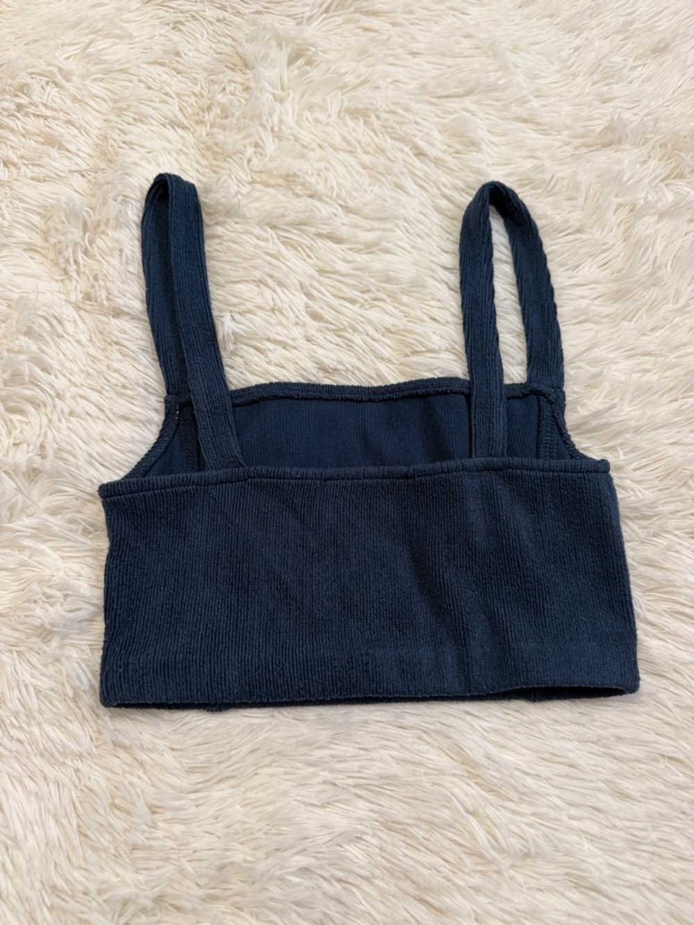Zara Blue Ribbed Crop Top - Picture 2 of 3